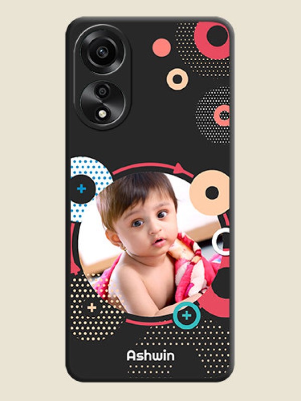 Custom Multicoloured Round Image on Personalised Space Black Soft Matte Cases - Oppo A78 4G