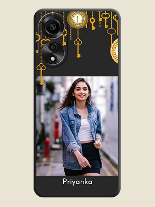 Custom Decorative Design with Text on Space Black Custom Soft Matte Back Cover - Oppo A78 4G