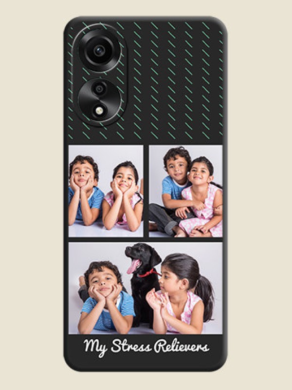 Custom Cross Dotted Pattern with 2 Image Holder on Personalised Space Black Soft Matte Cases - Oppo A78 4G