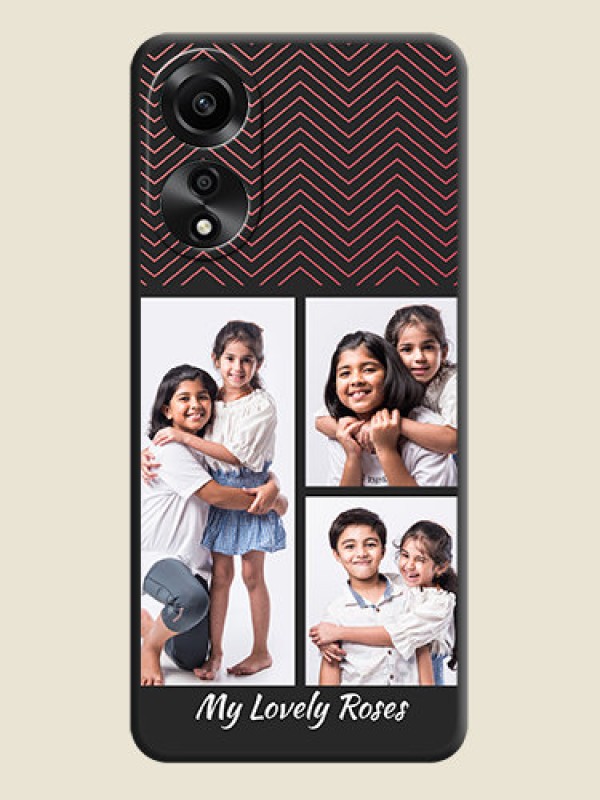 Custom Wave Pattern with 3 Image Holder on Space Black Custom Soft Matte Back Cover - Oppo A78 4G