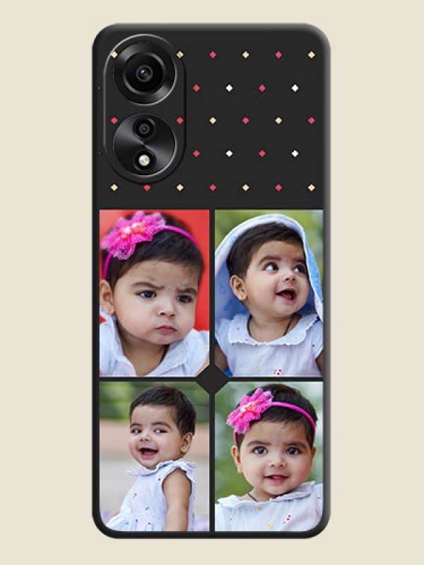 Custom Multicolor Dotted Pattern with 4 Image Holder on Space Black Custom Soft Matte Phone Cases - Oppo A78 4G