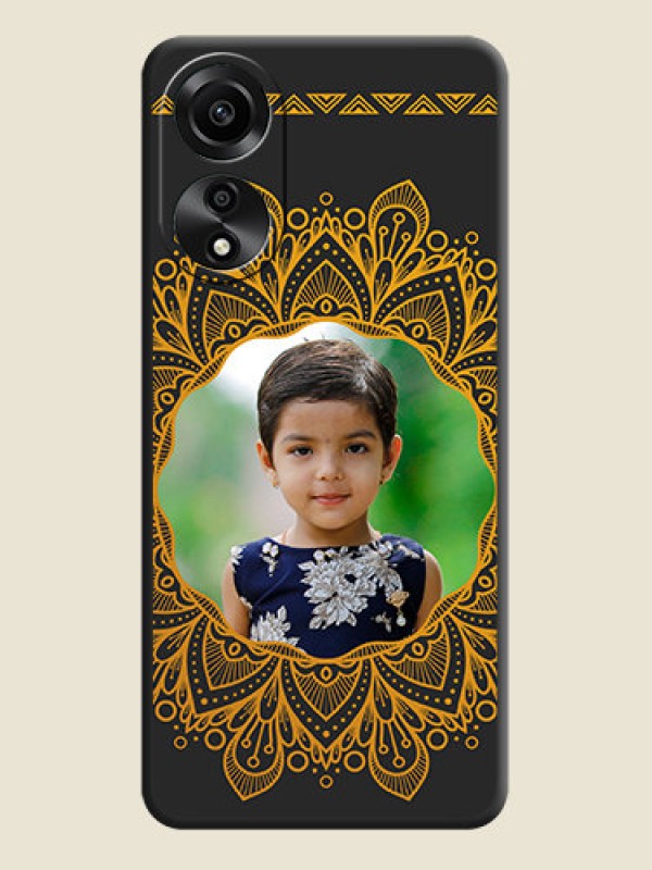 Custom Round Image with Floral Design - Photo on Space Black Soft Matte Mobile Cover - Oppo A78 4G