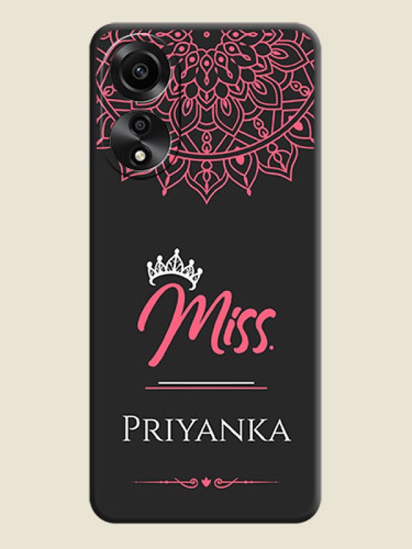 Custom Mrs Name with Floral Design on Space Black Personalized Soft Matte Phone Covers - Oppo A78 4G