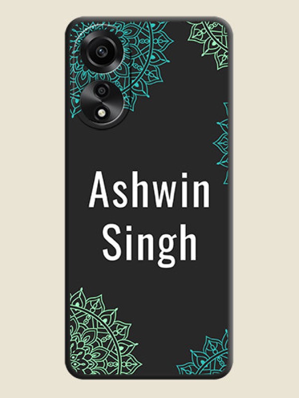 Custom Your Name with Floral Design on Space Black Custom Soft Matte Back Cover - Oppo A78 4G