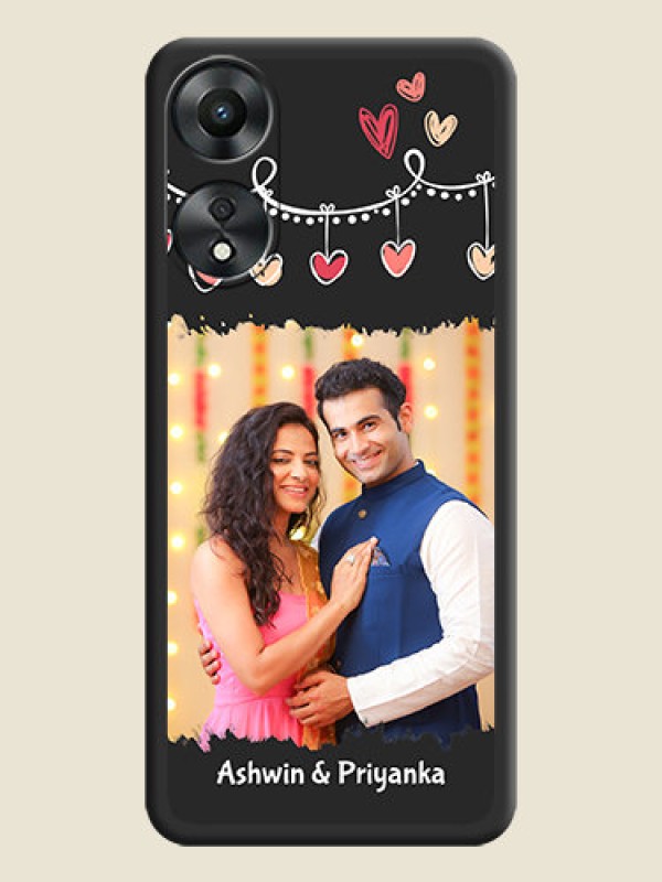 Custom Pink Love Hangings with Name on Space Black Custom Soft Matte Phone Cases - Oppo A78 5G