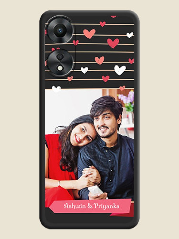 Custom Love Pattern with Name on Pink Ribbon  on Photo on Space Black Soft Matte Back Cover - Oppo A78 5G