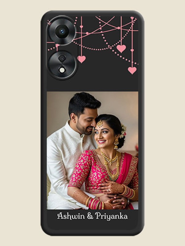 Custom Pink Love Hangings with Text on Space Black Custom Soft Matte Back Cover - Oppo A78 5G