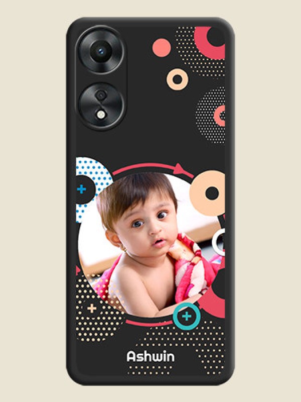 Custom Multicoloured Round Image on Personalised Space Black Soft Matte Cases - Oppo A78 5G