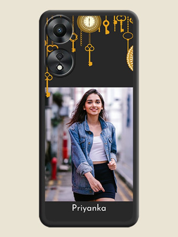 Custom Decorative Design with Text on Space Black Custom Soft Matte Back Cover - Oppo A78 5G