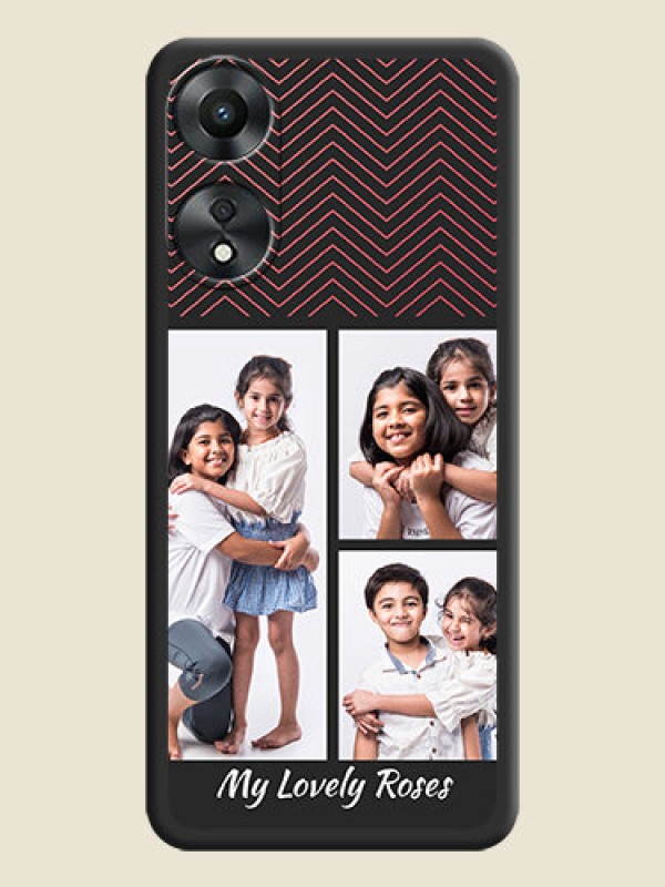 Custom Wave Pattern with 3 Image Holder on Space Black Custom Soft Matte Back Cover - Oppo A78 5G