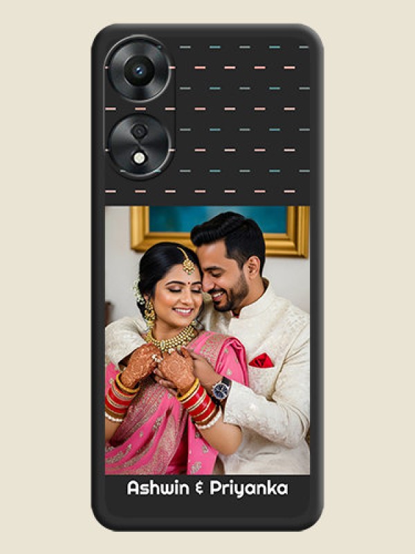Custom Line Pattern Design with Text on Space Black Custom Soft Matte Phone Back Cover - Oppo A78 5G