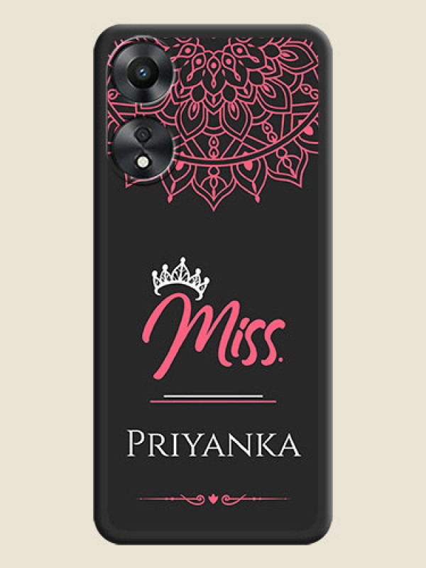 Custom Mrs Name with Floral Design on Space Black Personalized Soft Matte Phone Covers - Oppo A78 5G