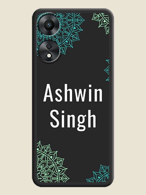 Custom Your Name with Floral Design on Space Black Custom Soft Matte Back Cover - Oppo A78 5G