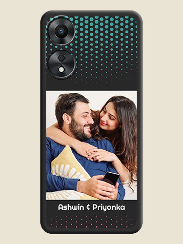 Custom Faded Dots with Grunge Photo Frame and Text on Space Black Custom Soft Matte Phone Cases - Oppo A78 5G