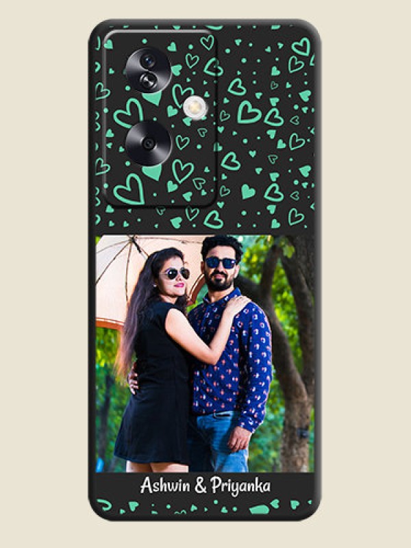 Custom Sea Green Indefinite Love Pattern on Photo On Space Black Custom Soft Matte Mobile Back Cover - Oppo A79 5G