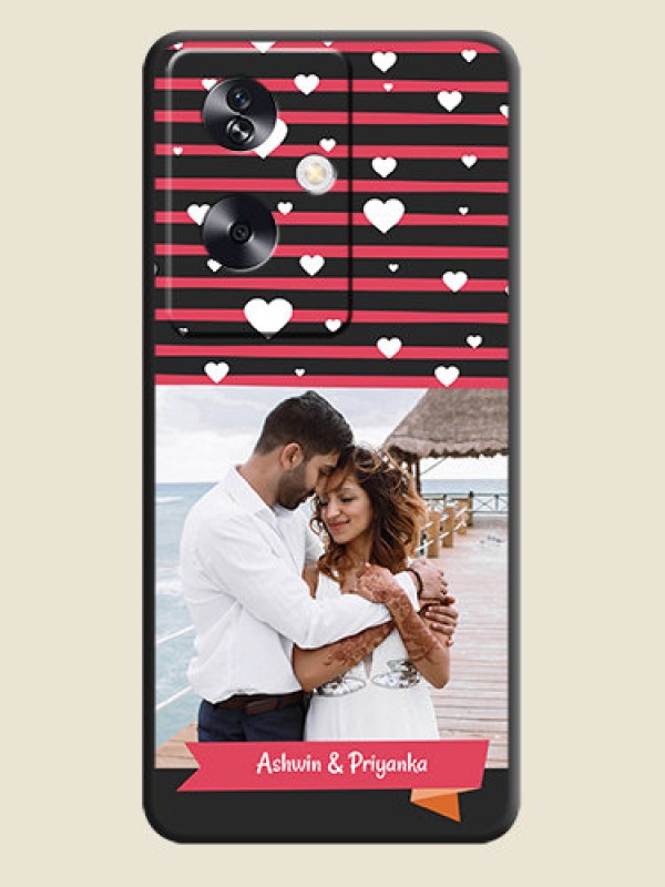 Custom White Color Love Symbols with Pink Lines Pattern On Space Black Custom Soft Matte Mobile Back Cover - Oppo A79 5G