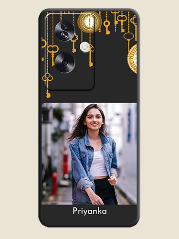 Custom Decorative Design with Text On Space Black Custom Soft Matte Mobile Back Cover - Oppo A79 5G