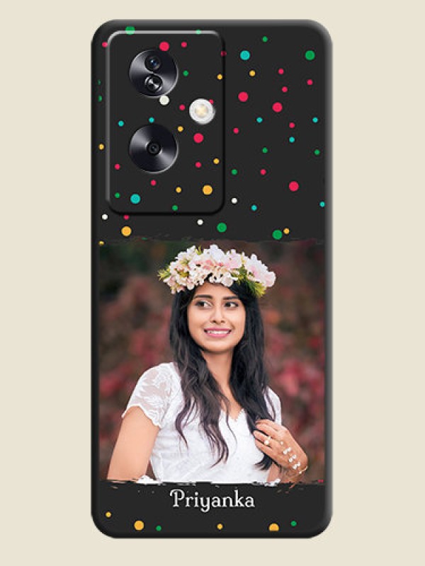Custom Multicolor Dotted Pattern with Text  On Space Black Custom Soft Matte Mobile Back Cover - Oppo A79 5G