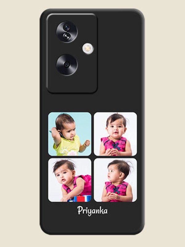Custom Floral Art with 6 Image Holder on Photo On Space Black Custom Soft Matte Mobile Back Cover - Oppo A79 5G