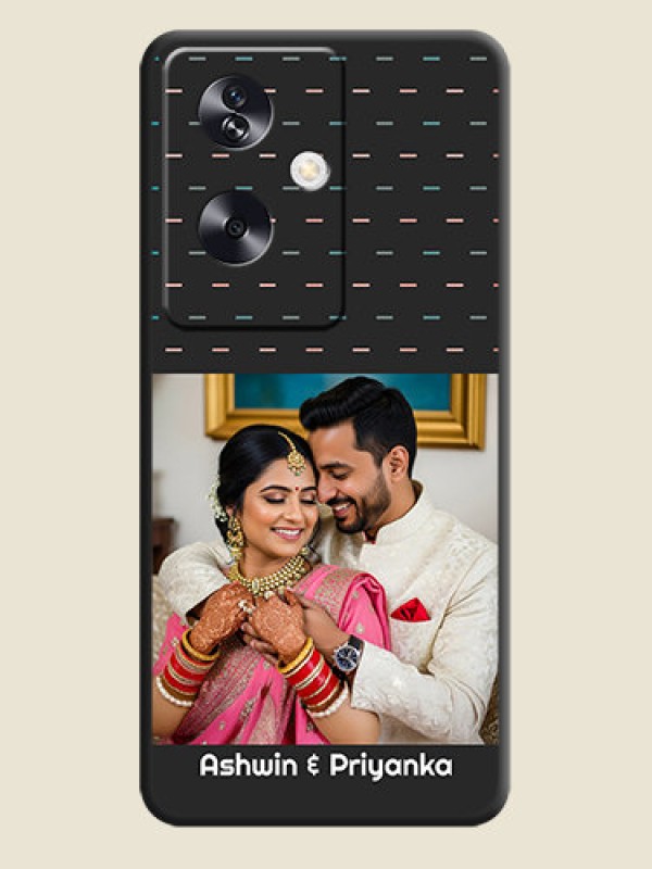 Custom Line Pattern Design with Text On Space Black Custom Soft Matte Mobile Back Cover - Oppo A79 5G