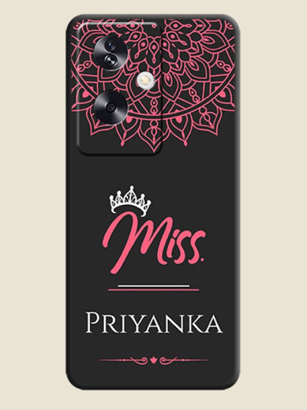 Custom Mrs Name with Floral Design On Space Black Custom Soft Matte Mobile Back Cover - Oppo A79 5G