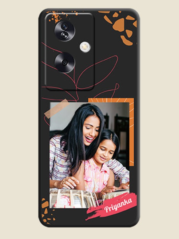 Custom Orange Photo Frame On Space Black Custom Soft Matte Mobile Back Cover - Oppo A79 5G