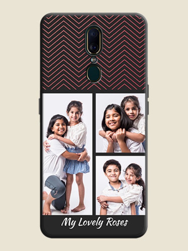 Custom Wave Pattern with 3 Image Holder on Space Black Custom Soft Matte Back Cover - Oppo A9