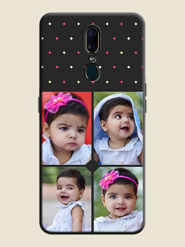 Custom Multicolor Dotted Pattern with 4 Image Holder on Space Black Custom Soft Matte Phone Cases - Oppo A9