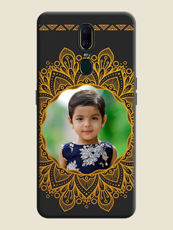 Custom Round Image with Floral Design on Photo on Space Black Soft Matte Mobile Cover - Oppo A9