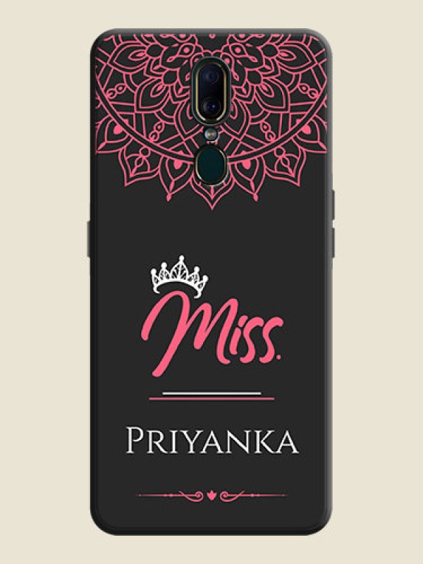Custom Mrs Name with Floral Design on Space Black Personalized Soft Matte Phone Covers - Oppo A9