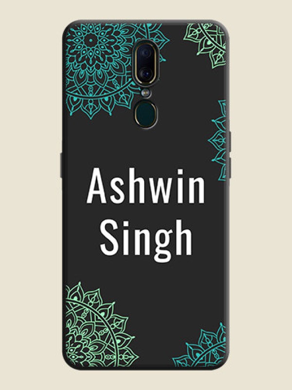 Custom Your Name with Floral Design on Space Black Custom Soft Matte Back Cover - Oppo A9