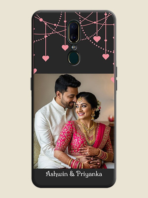 Custom Pink Love Hangings with Text on Space Black Custom Soft Matte Back Cover - Oppo F11