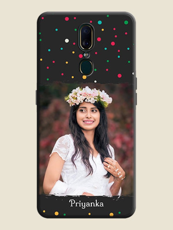 Custom Multicolor Dotted Pattern with Text on Space Black Custom Soft Matte Phone Back Cover - Oppo F11
