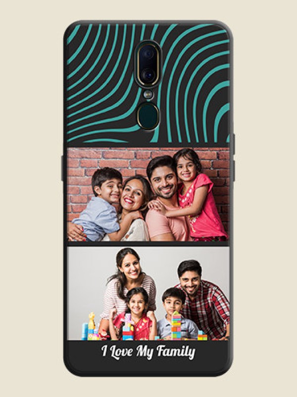 Custom Wave Pattern with 2 Image Holder on Space Black Personalized Soft Matte Phone Covers - Oppo F11