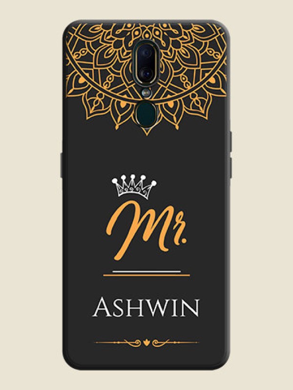 Custom Mr Name with Floral Design  on Personalised Space Black Soft Matte Cases - Oppo F11