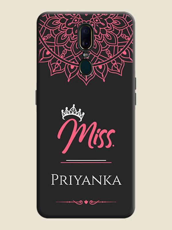Custom Mrs Name with Floral Design on Space Black Personalized Soft Matte Phone Covers - Oppo F11