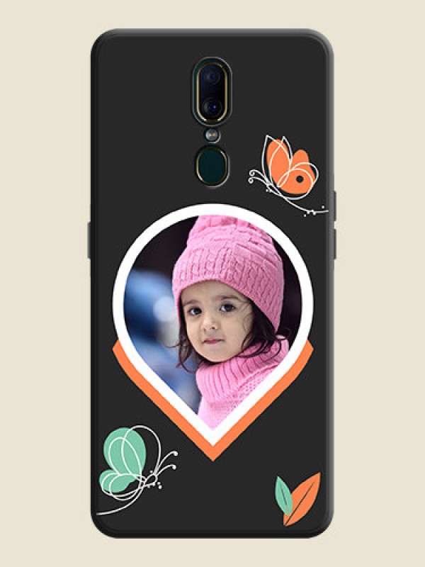Custom Upload Pic With Simple Butterly Design On Space Black Personalized Soft Matte Phone Covers -Oppo F11