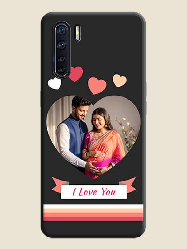 Custom Love Shaped Photo with Colorful Stripes on Personalised Space Black Soft Matte Cases - Oppo F15