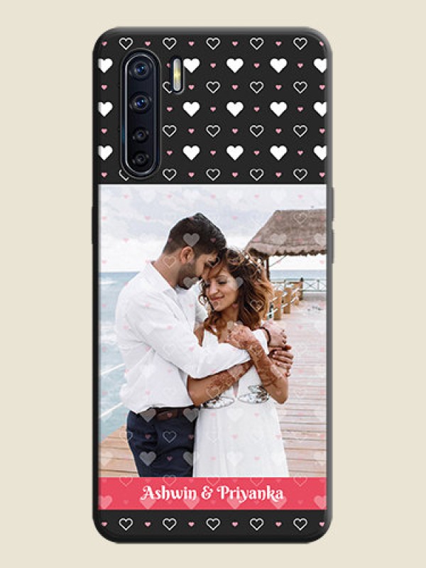 Custom White Color Love Symbols with Text Design - Photo on Space Black Soft Matte Phone Cover - Oppo F15