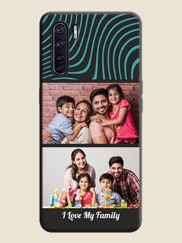 Custom Wave Pattern with 2 Image Holder on Space Black Personalized Soft Matte Phone Covers - Oppo F15