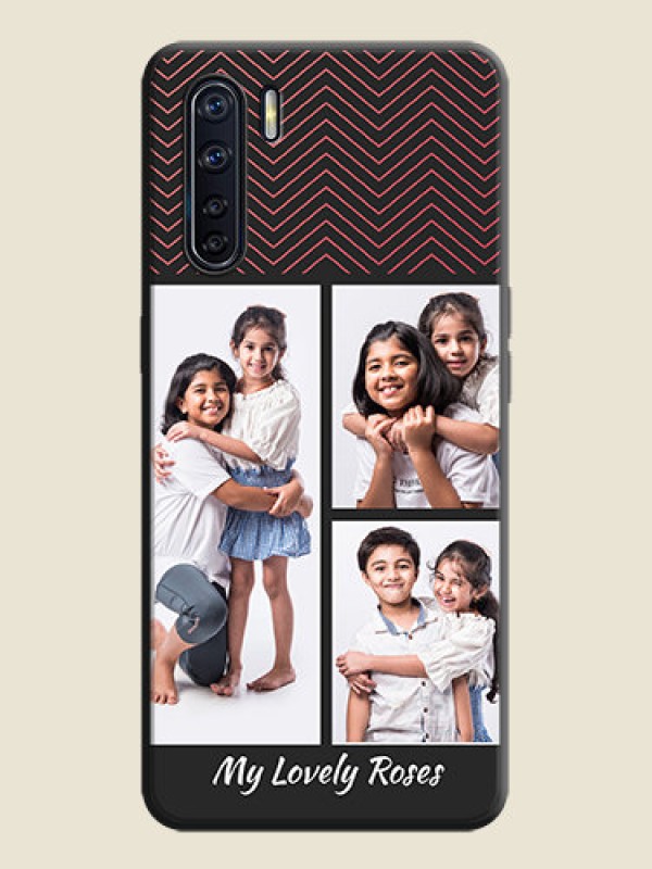 Custom Wave Pattern with 3 Image Holder on Space Black Custom Soft Matte Back Cover - Oppo F15