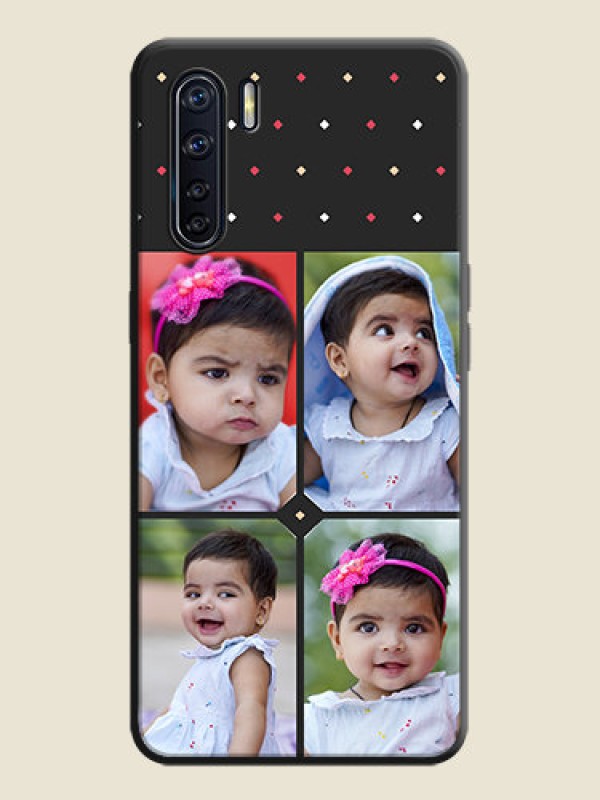 Custom Multicolor Dotted Pattern with 4 Image Holder on Space Black Custom Soft Matte Phone Cases - Oppo F15