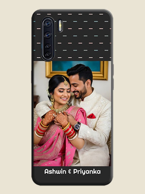 Custom Line Pattern Design with Text on Space Black Custom Soft Matte Phone Back Cover - Oppo F15