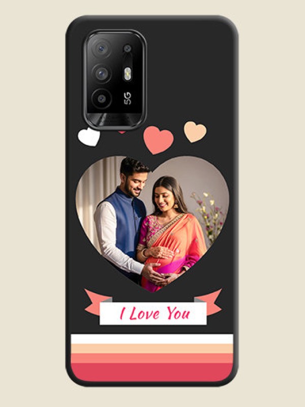 Custom Love Shaped Photo with Colorful Stripes on Personalised Space Black Soft Matte Cases - Oppo F19 Pro Plus 5G