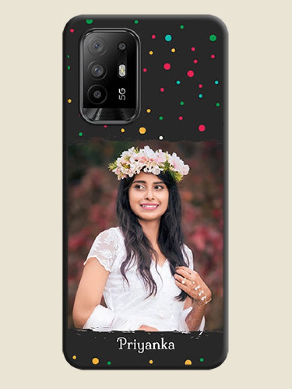 Custom Multicolor Dotted Pattern with Text on Space Black Custom Soft Matte Phone Back Cover - Oppo F19 Pro Plus 5G