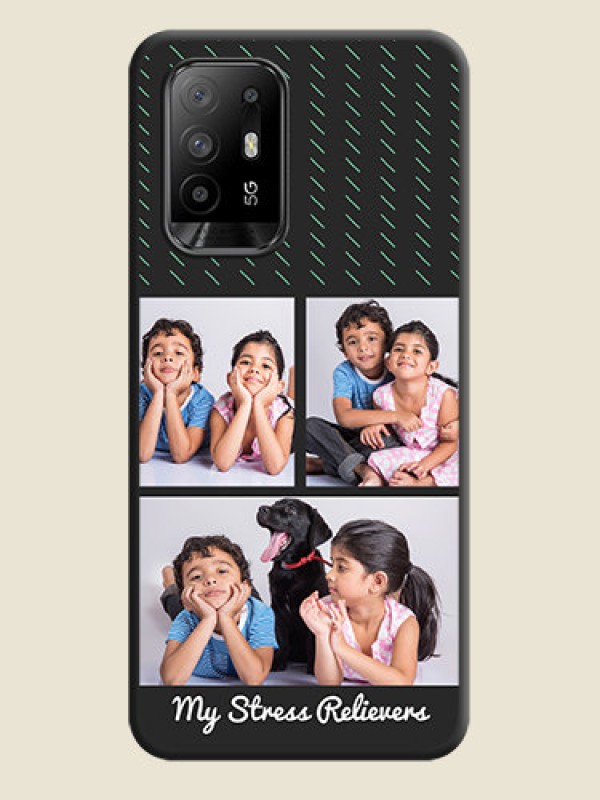 Custom Cross Dotted Pattern with 2 Image Holder  on Personalised Space Black Soft Matte Cases - Oppo F19 Pro Plus 5G