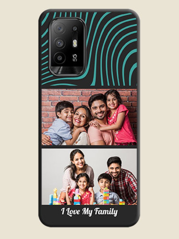 Custom Wave Pattern with 2 Image Holder on Space Black Personalized Soft Matte Phone Covers - Oppo F19 Pro Plus 5G