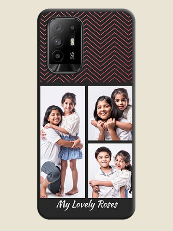 Custom Wave Pattern with 3 Image Holder on Space Black Custom Soft Matte Back Cover - Oppo F19 Pro Plus 5G