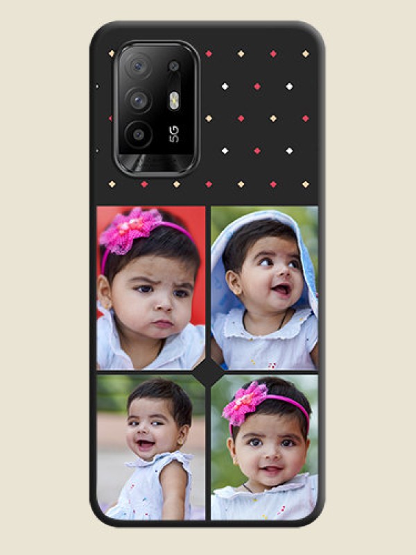Custom Multicolor Dotted Pattern with 4 Image Holder on Space Black Custom Soft Matte Phone Cases - Oppo F19 Pro Plus 5G