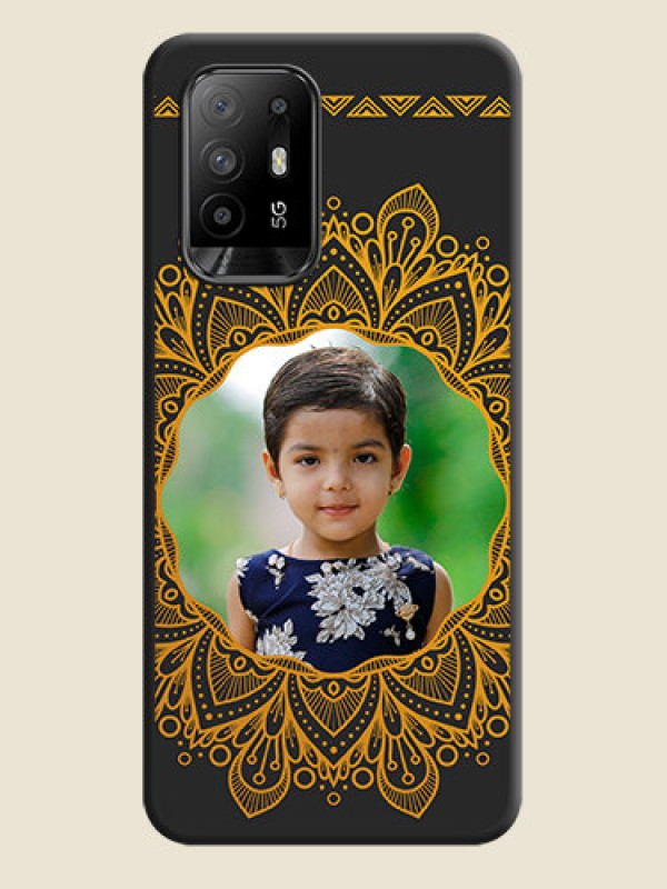 Custom Round Image with Floral Design on Photo on Space Black Soft Matte Mobile Cover - Oppo F19 Pro Plus 5G
